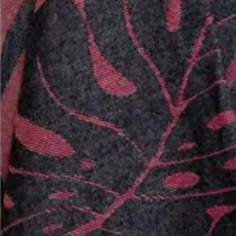 Red + Black Modern Monstera Travel Blanket Towel Wrap Organic Cotton New